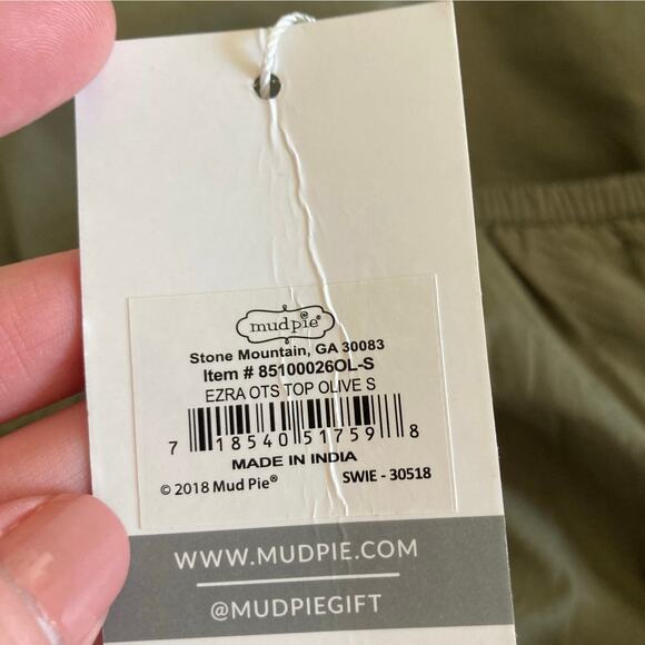 NWT Mudpie Olive Green Peasant Top, Size S - Picture 5 of 5